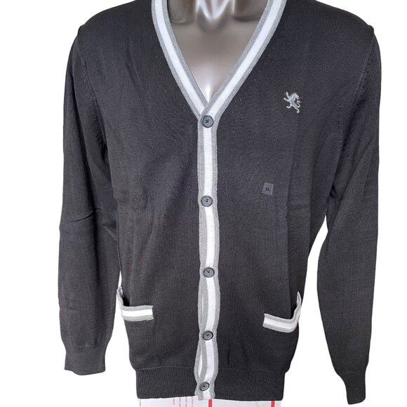 Express Mens Cardigan Sweater Black Button Up u Raised Seams XL - Picture 10 of 11